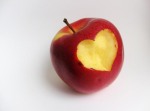 Apple with heart bite